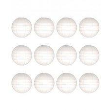 14" Paper Lanterns Round 'White' - Regular Wire Value Pack (12 pieces)